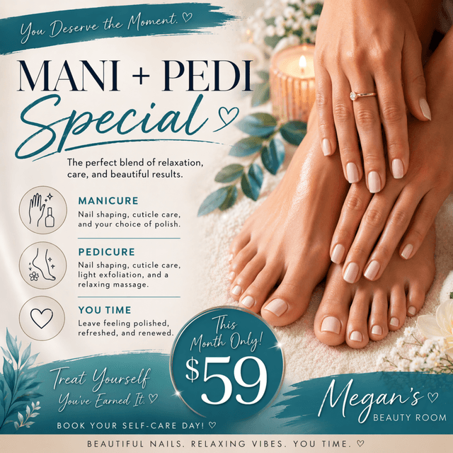 Mani + Pedi Refresh at Megan's Beauty Room in Rifle, CO